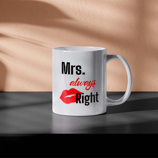 Funny couples mug set Mr Right Mrs Always Right