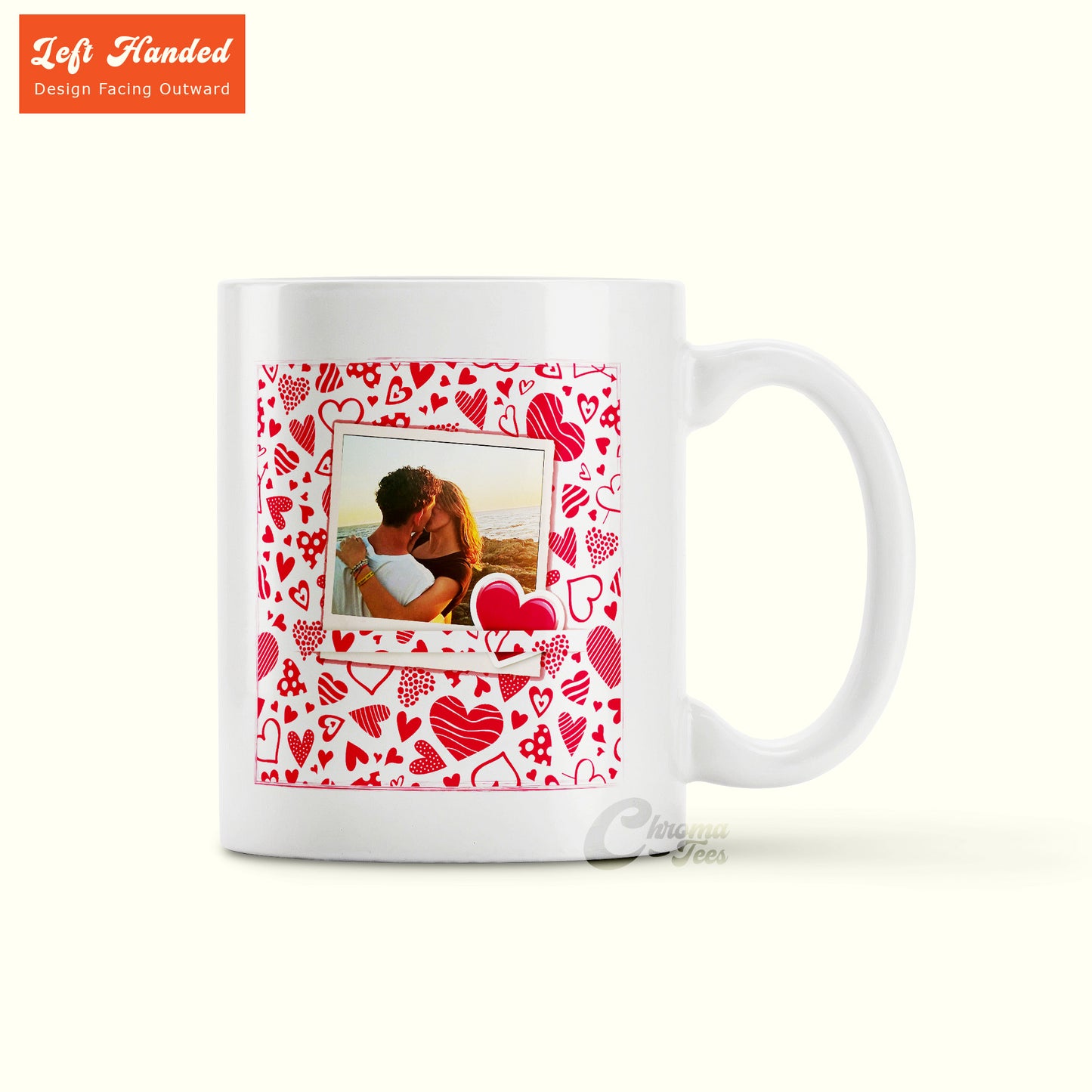 Custom Heart Photo Frame Mug – Premium 11oz White Mug