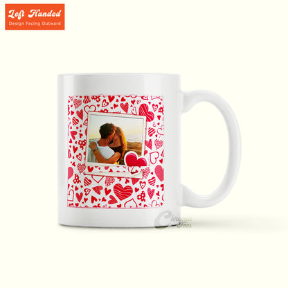Custom Heart Photo Frame Mug – Premium 11oz White Mug