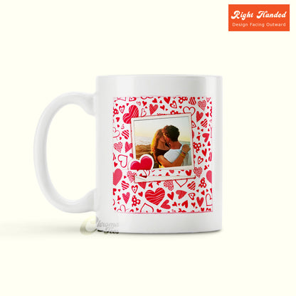 Custom Heart Photo Frame Mug – Premium 11oz White Mug