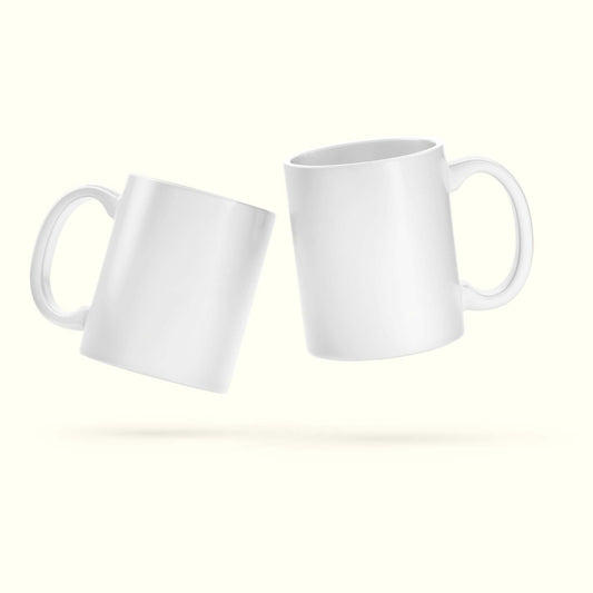 Two white mugs on a white background